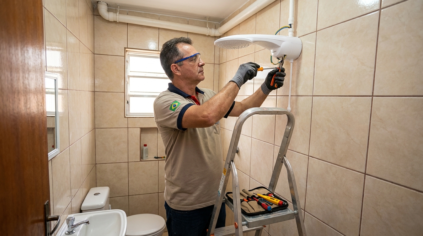 Instalação de chuveiro no banheiro em Macaé‑RJ